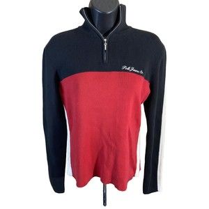 Vintage Ralph Lauren Polo Jeans Co. 1/4 Zip Black/Red Sweater Size L